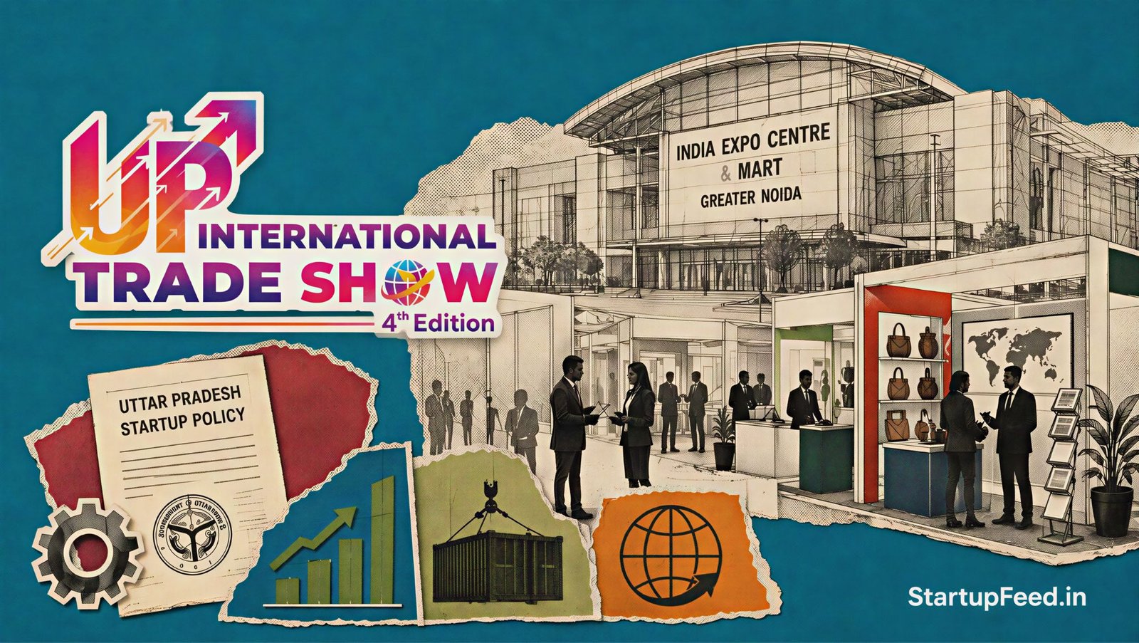 UP International Trade Show 2026: What Startups Should Know 41 UP International Trade Show 2026 scene with startup stalls, buyers and Uttar Pradesh policy documents