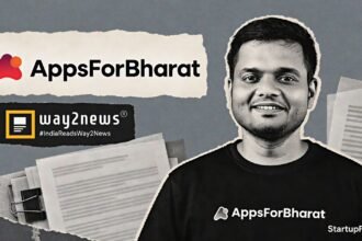 Prashant Sachan with AppsForBharat branding for the appsforbharat way2news case in Bengaluru