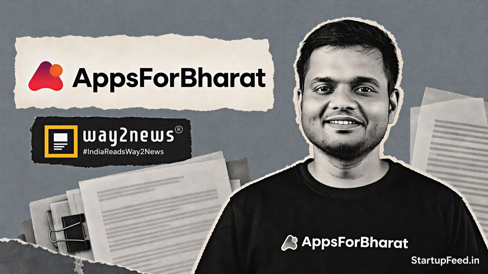 Prashant Sachan with AppsForBharat branding for the appsforbharat way2news case in Bengaluru