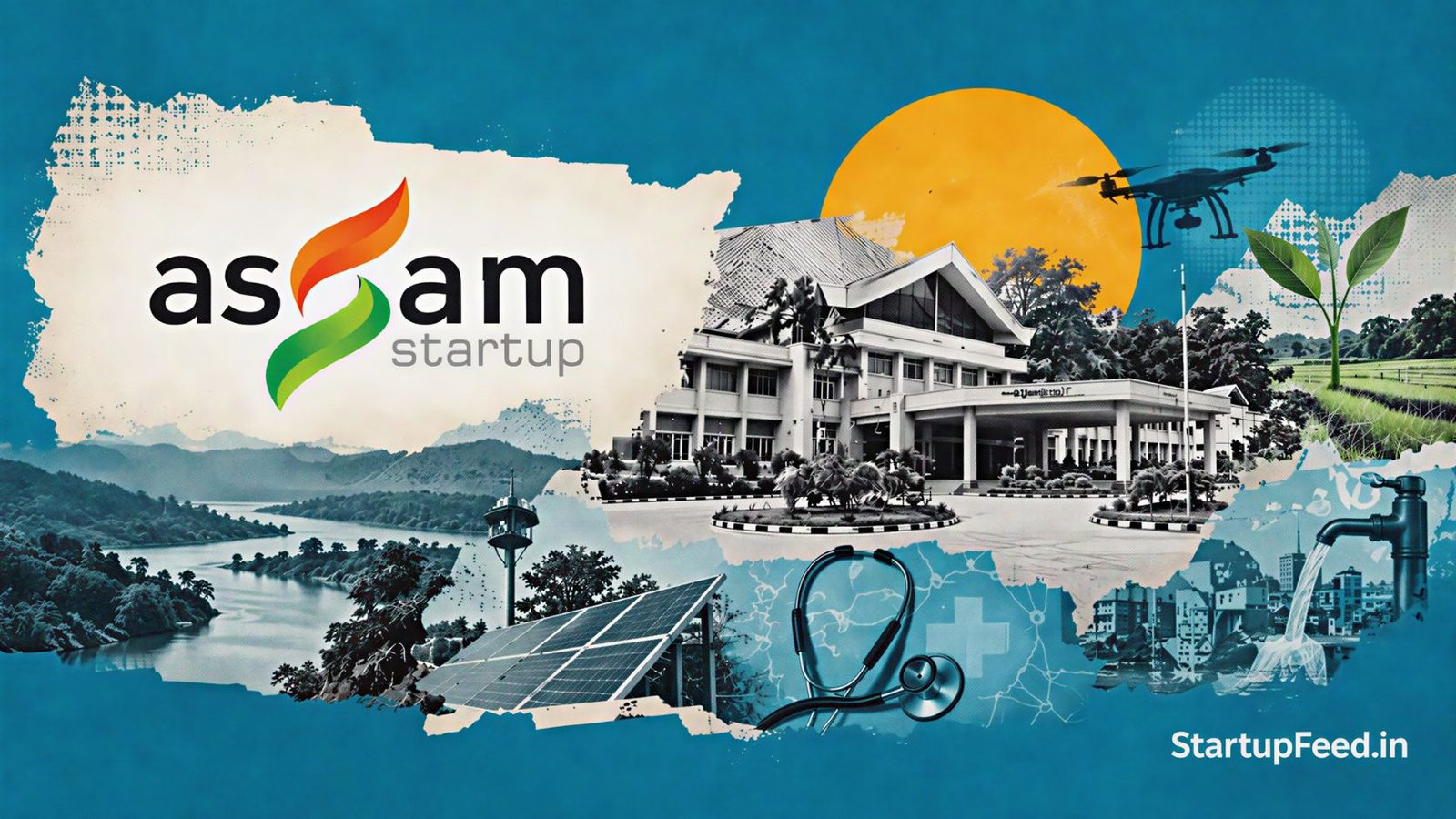 Assam NESFIC 2026 policy visual with Assam Startup emblem and government innovation setting
