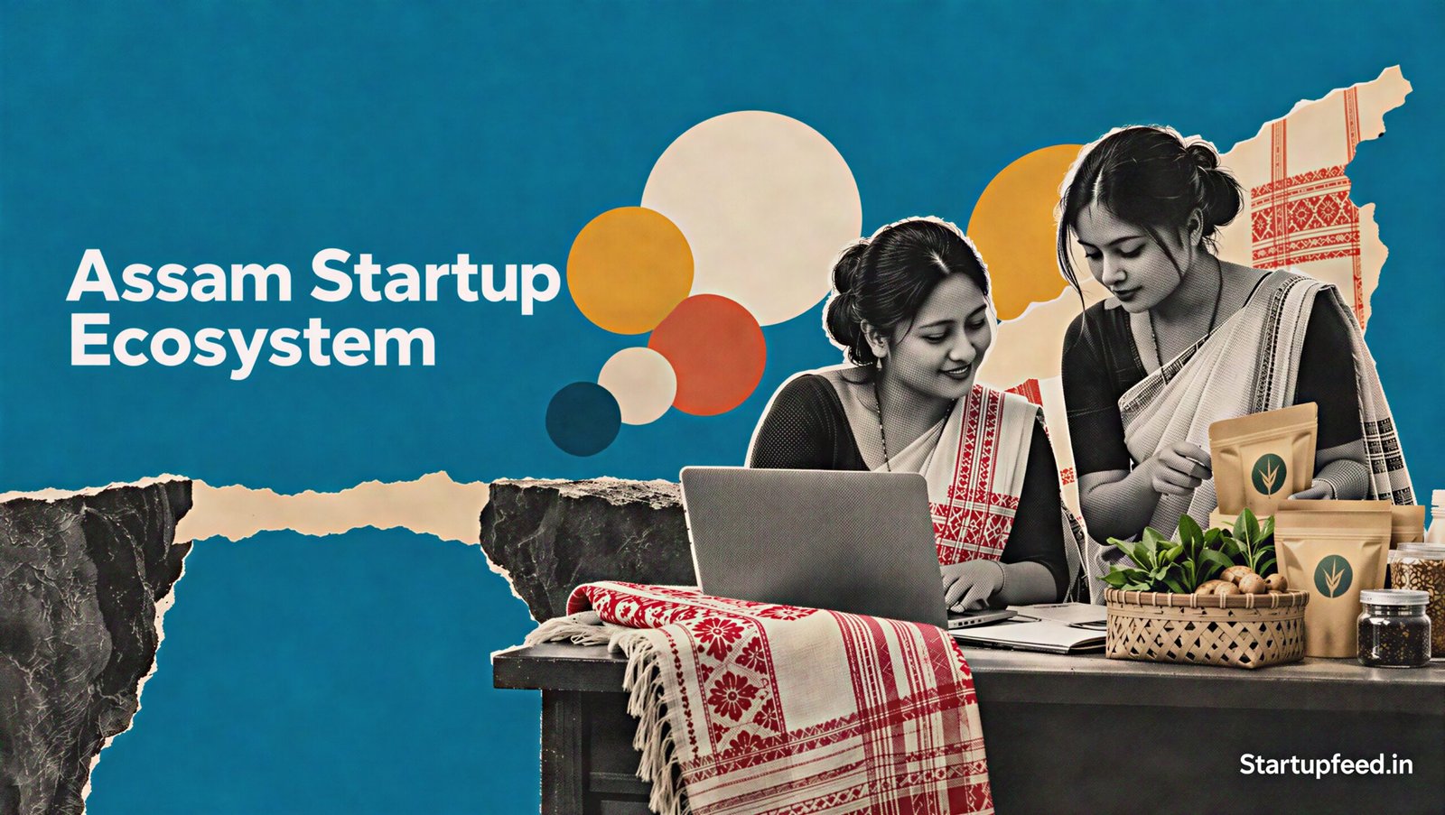Assam Startup Ecosystem Report: 52.6% Have Women Founders 41 Assam Startup Ecosystem Report illustrated with women entrepreneurs in a halftone collage and an IIMCIP logo