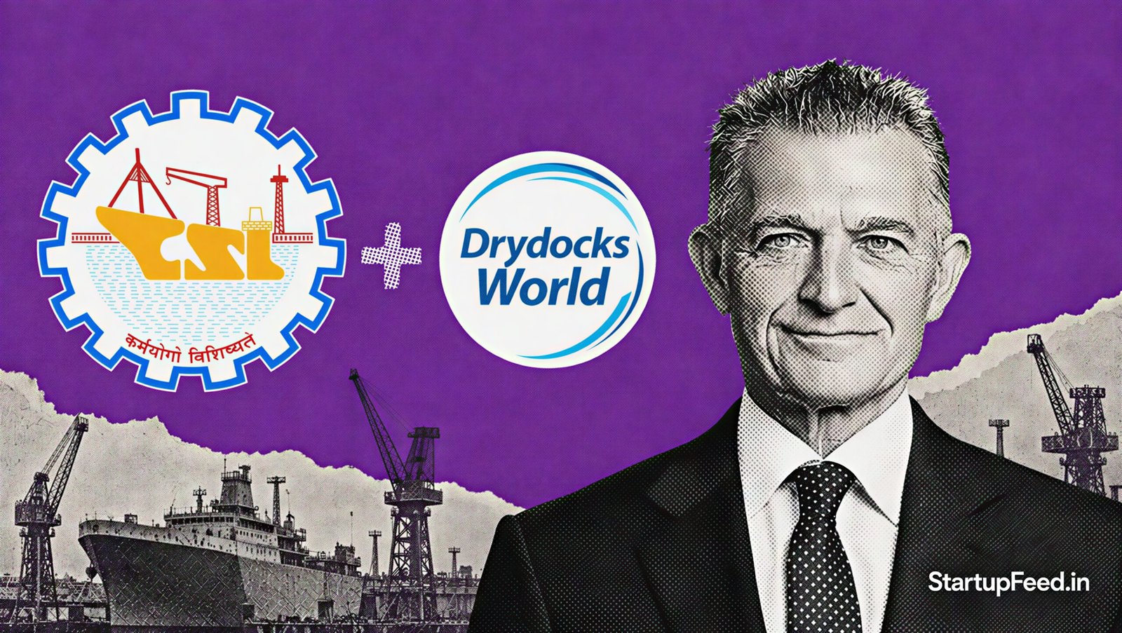 Cochin Shipyard Drydocks World joint venture beside Captain Rado Antolovic and both company logos