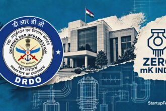 DRDO TDF deep-tech startup agreement shown with DRDO emblem, official building and quantum cryogenic motifs