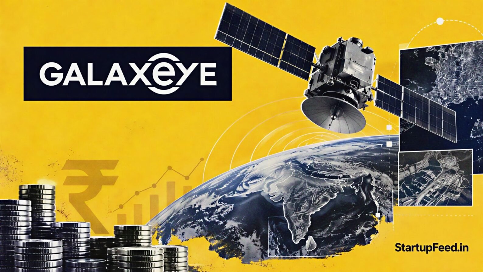 GalaxEye government support for OptoSAR satellite shown with GalaxEye logo and Earth-observation imagery