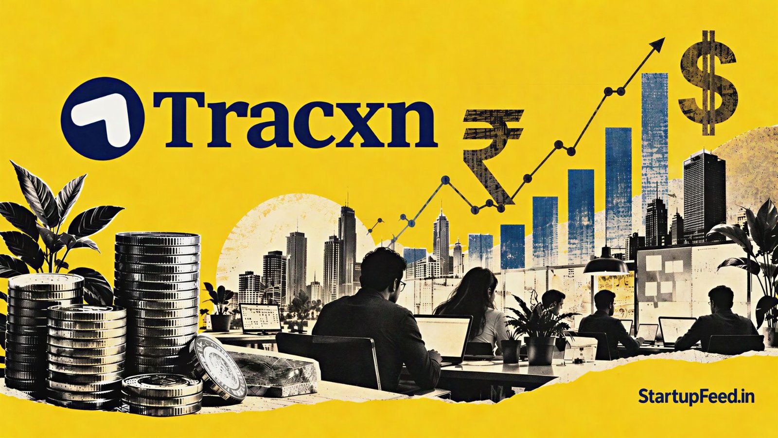 India seed funding 2026 shown through Tracxn data with coins, charts and rupee-dollar symbols