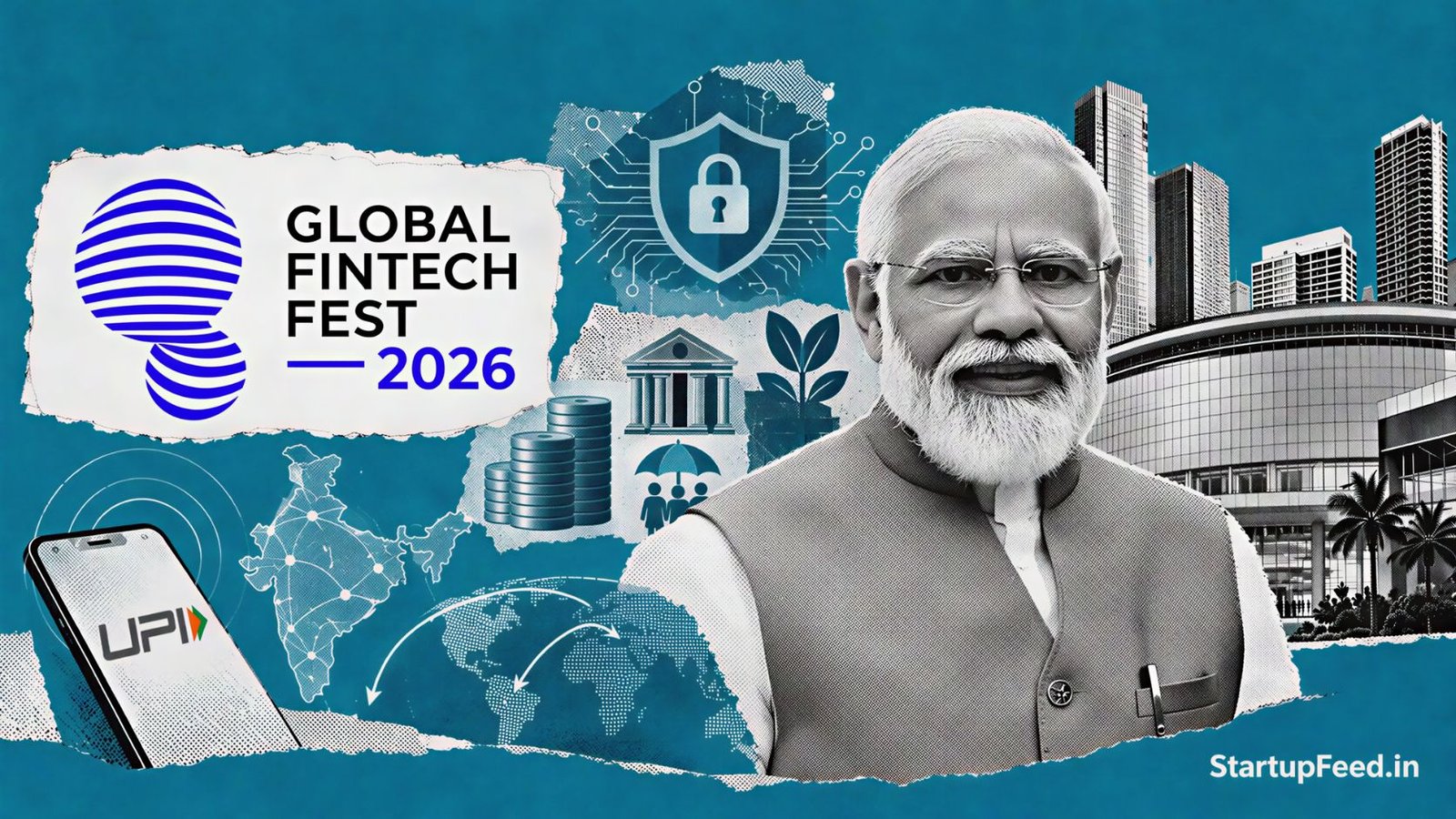 modi gff 2026 fintech policy scene with UPI rails, cybersecurity and global payments