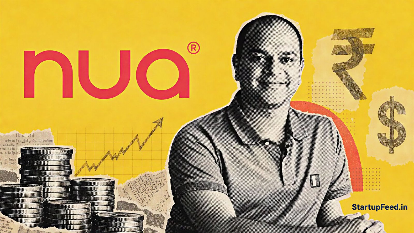 Nua Series C funding with Ravi Ramachandran beside Nua, Peak XV Partners and Filter Capital logos
