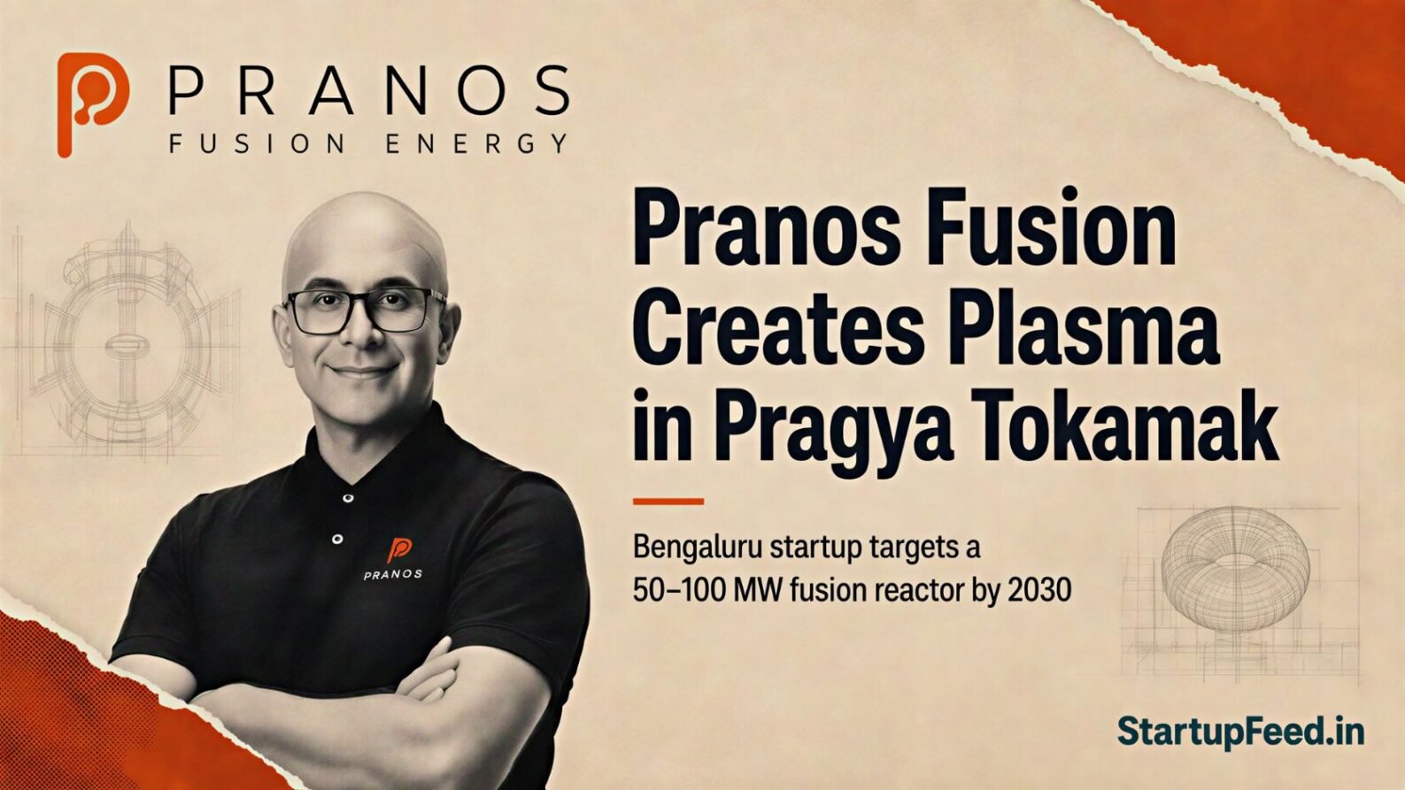 Pranos Fusion Pragya tokamak with plasma chamber and fusion-tech lab elements