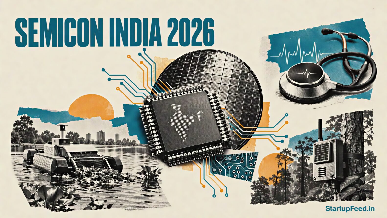 SEMICON India 2026 winners represented by Indian chips, a robot and a digital stethoscope
