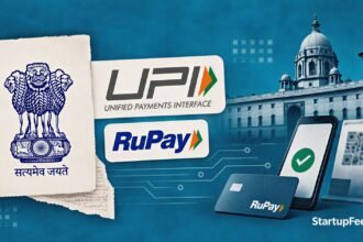 UPI MDR rules visual with Government of India emblem, UPI logo and payment-rail motif