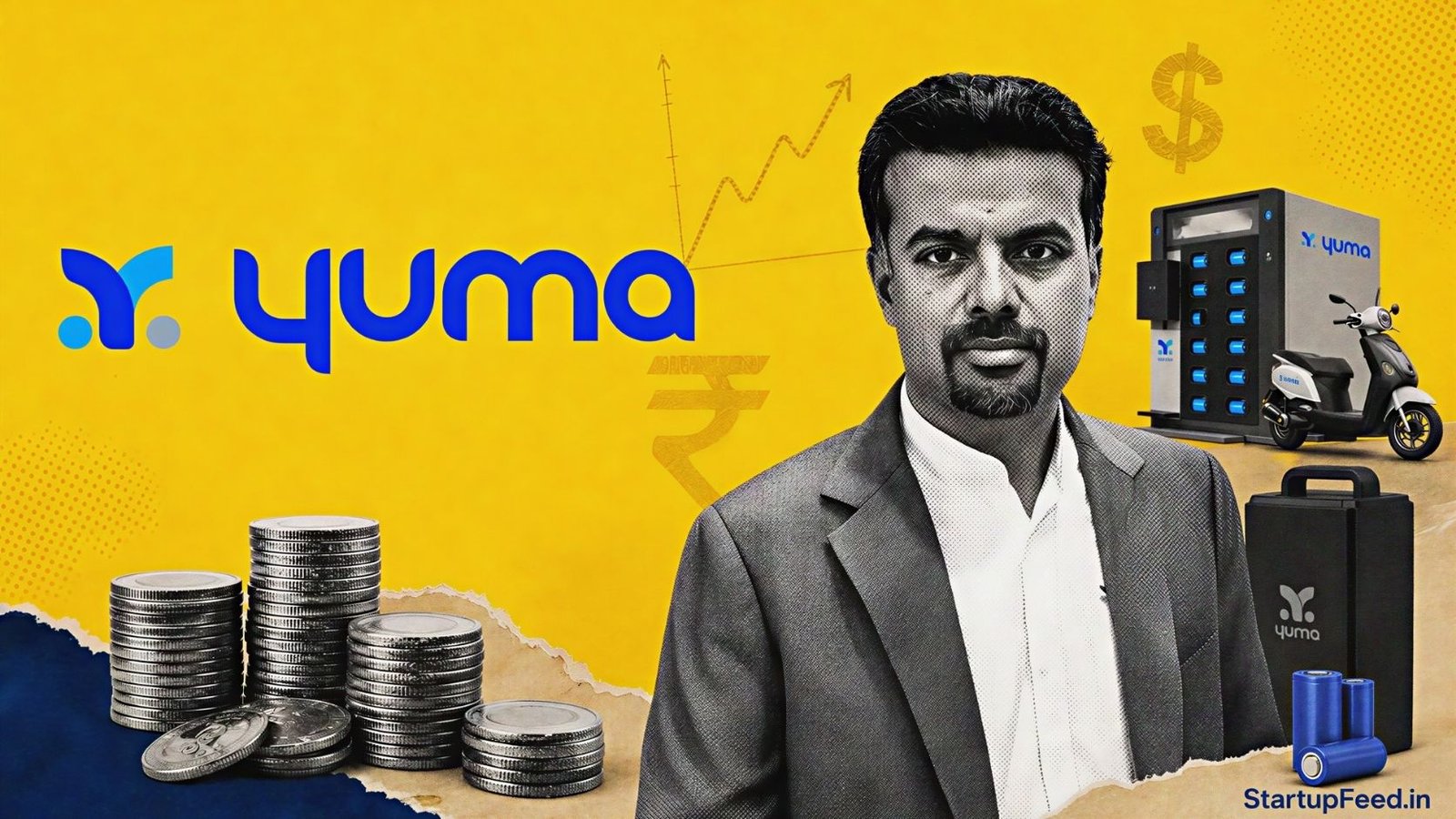 Yuma energy funding round with Muthu Subramanian, Magna International and Grinntech logos