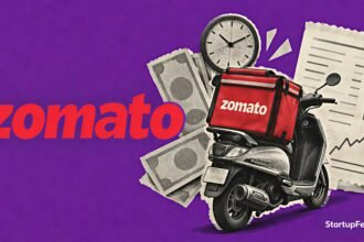 Zomato Pay on Delivery fee shown beside a cash order receipt and delivery scooter