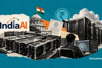 AI compute financing scene with IndiaAI, GPU infrastructure and cloud data centre elements