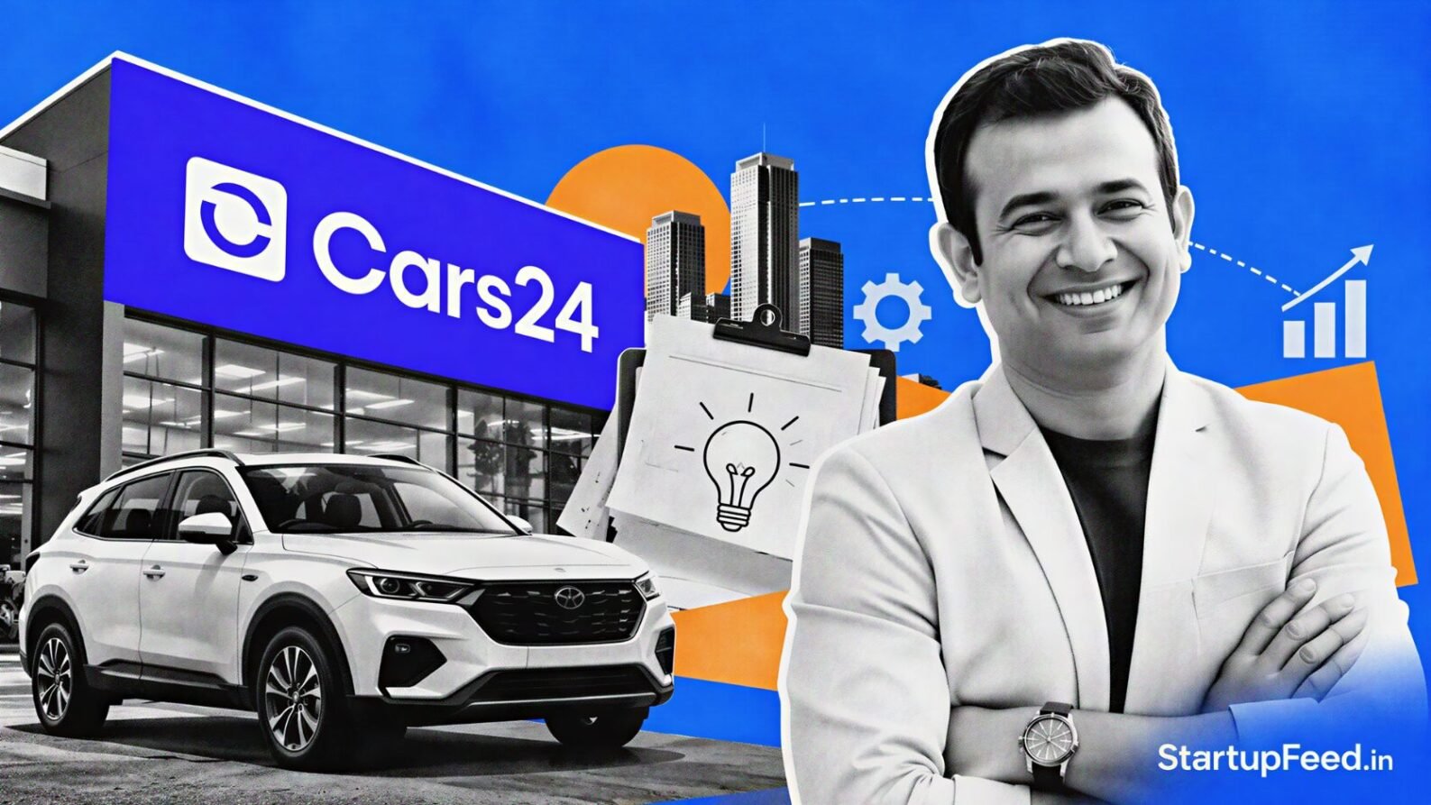 Cars24 Startup Challenge 2026 with Cars24 branding, startup workspace and Rs 1 crore prize pool