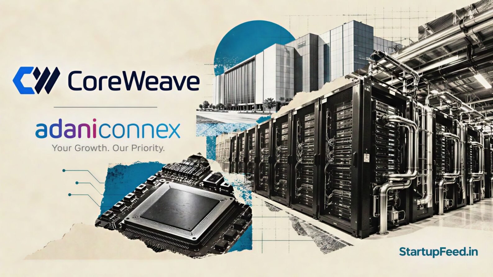 CoreWeave India AI data centre servers planned with AdaniConneX in Navi Mumbai
