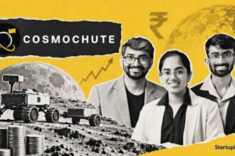 Cosmochute pre-seed: three co-founders at the startup's Ahmedabad lunar robotics lab