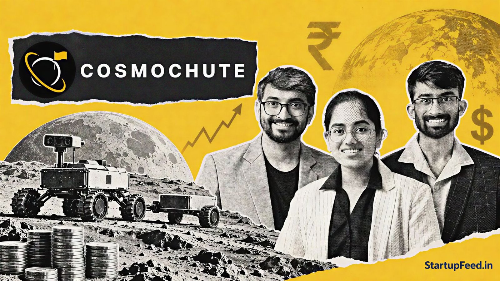 Cosmochute Pre-Seed Round Raises $1.5 Mn for Moon Rover 41 Cosmochute pre-seed: three co-founders at the startup's Ahmedabad lunar robotics lab