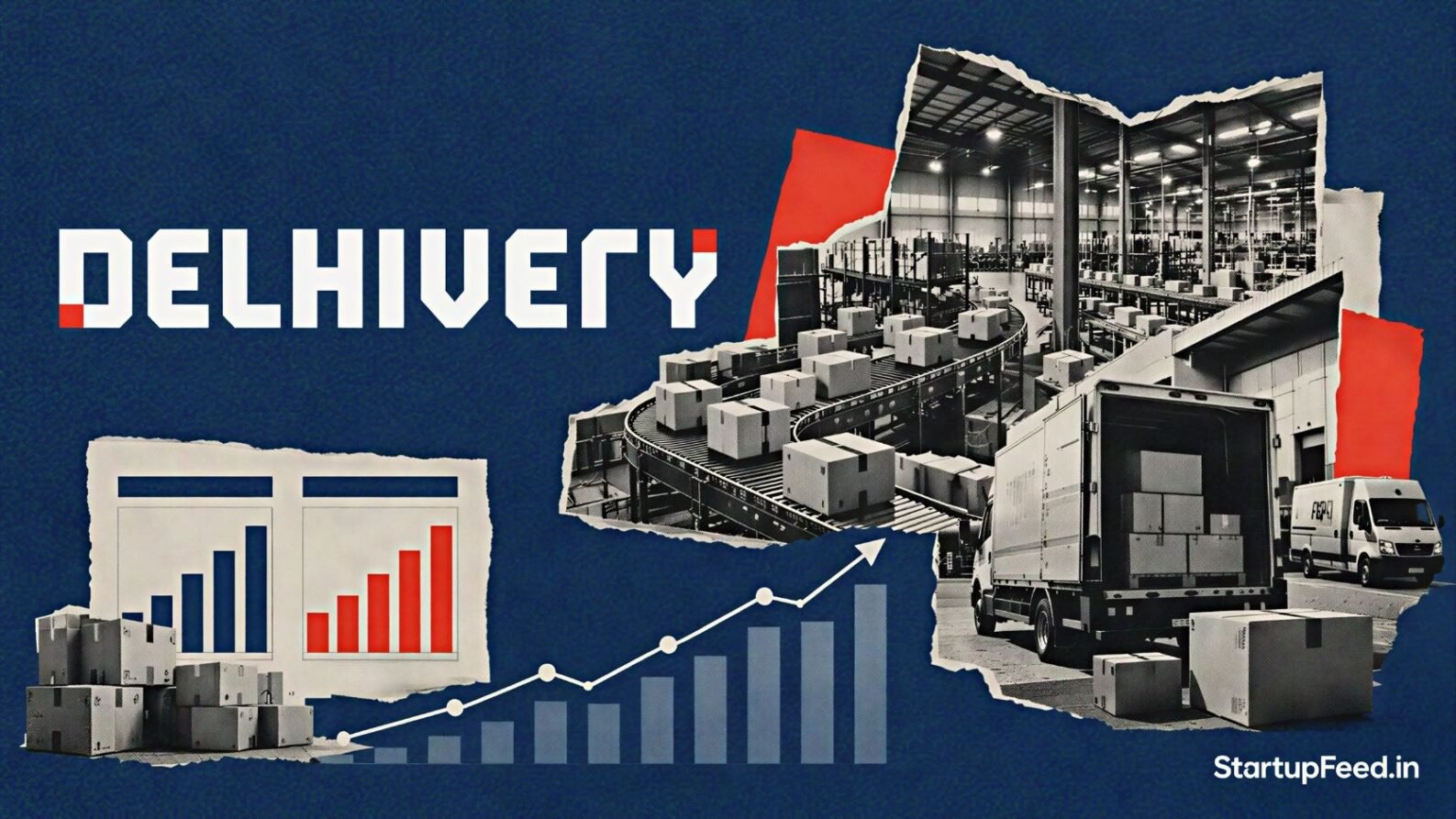 Delhivery Q2 profit: branded delivery vans parked at a logistics hub