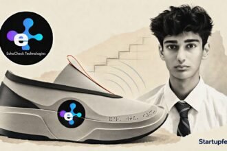 EchoCheck founder Divish U Shah holding the Pulseon+ assistive footwear prototype