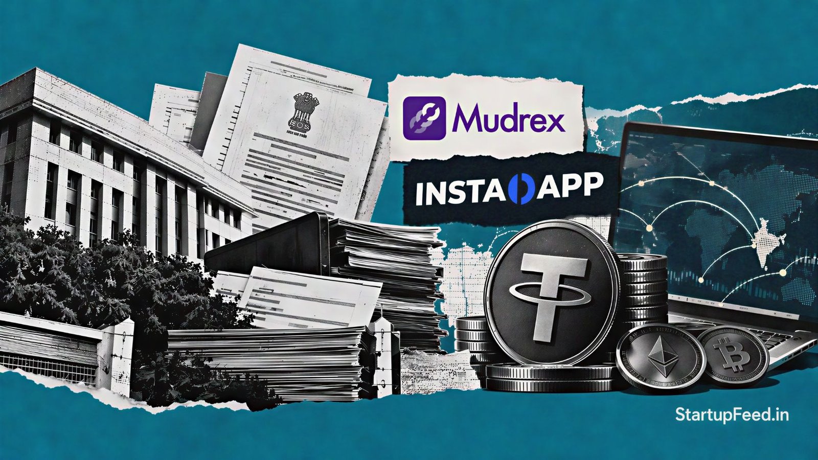 ED crypto probe illustration showing Mudrex and Instadapp under FEMA scrutiny