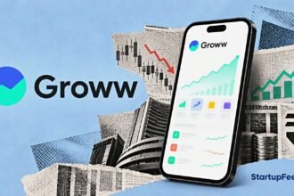 The Groww app on a smartphone, illustrating Groww revenue mix shift in Q1 FY27