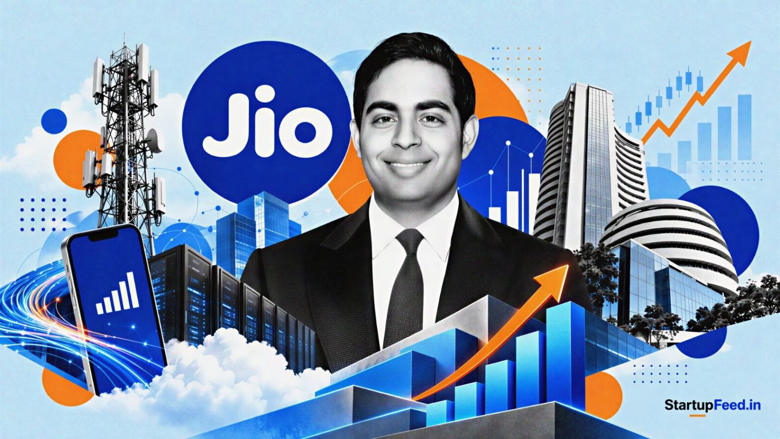 Jio Platforms IPO anchor book represented by Jio branding and stock exchange imagery with LIC participation