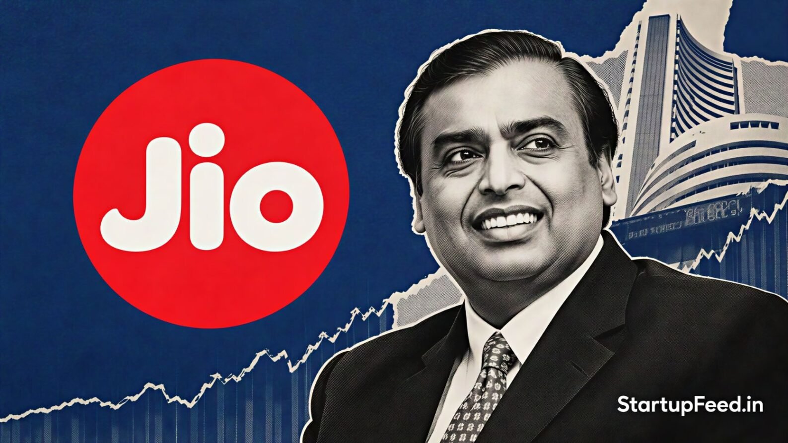 Jio Platforms IPO price band notice outside a Reliance Jio store