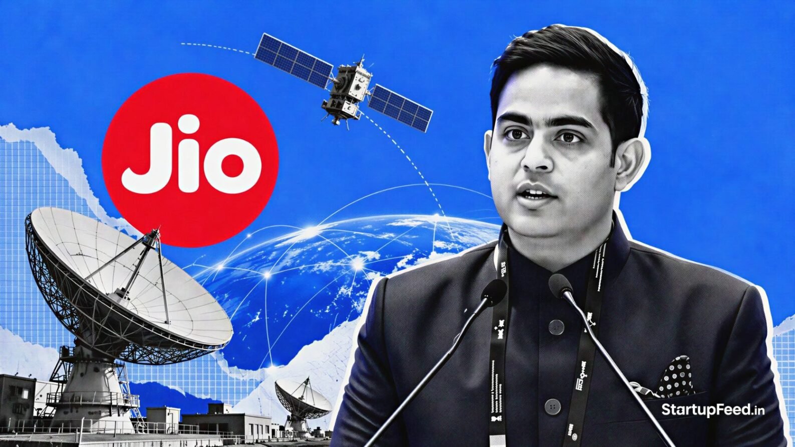 Akash Ambani discussing the Jio satellite stack at India Mobile Congress 2026
