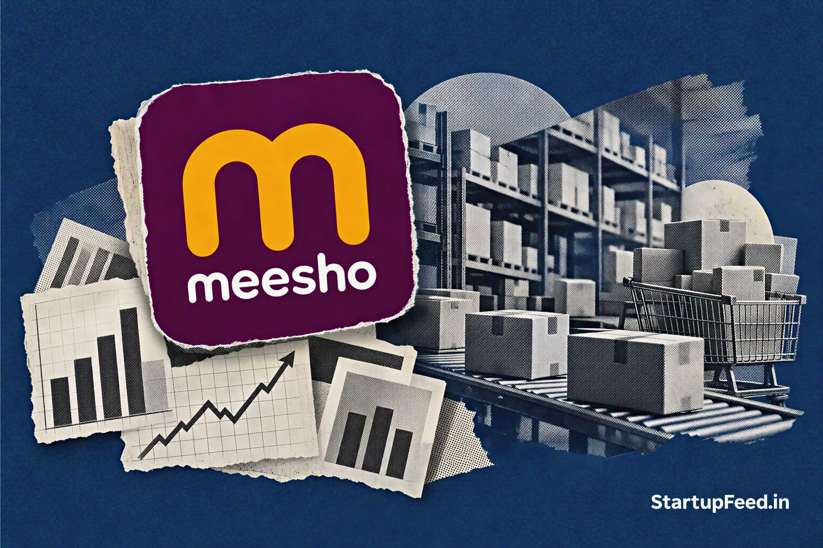 Meesho Q2 Loss Down 68% to Rs 132 Cr, Flat on June Quarter 1 Meesho Q2 FY27 results with CEO Vidit Aatrey, company logo and financial performance charts