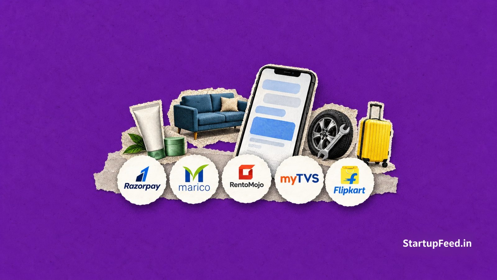 Morning Five: Razorpay Opens ChatGPT Ads to 9 Brands, 6 October 41 StartupFeed morning five with Razorpay, Marico, RentoMojo, myTVS and Flipkart logos and startup sector objects