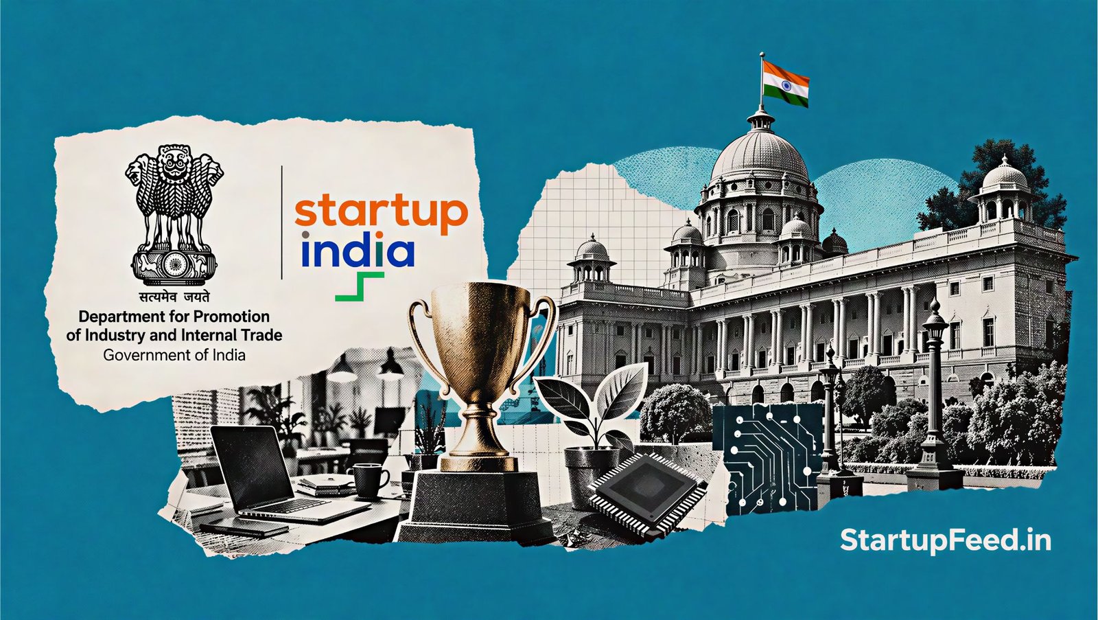 National Startup Awards 6.0 with DPIIT emblem and Indian startup innovation scene highlighting the government awards