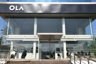 Ola Electric rights issue deferred, an Ola S1 electric scooter at a showroom