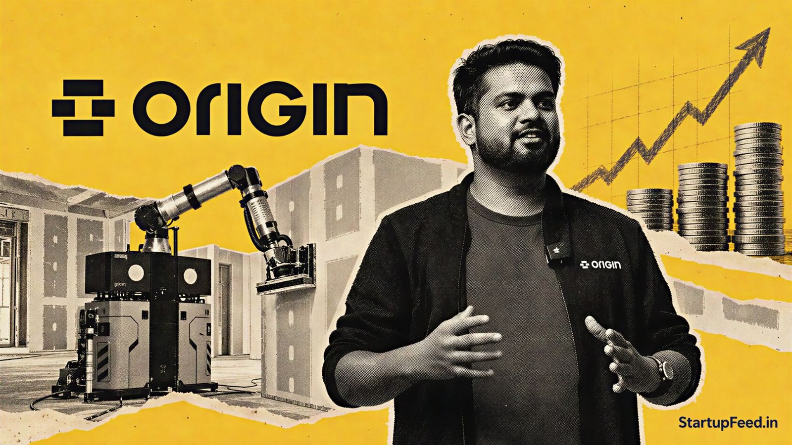 Perpule Founder’s Origin Raises $20 Mn for Construction Robots 41 Perpule founder's Origin OG-1 robot finishing a wall on a construction site