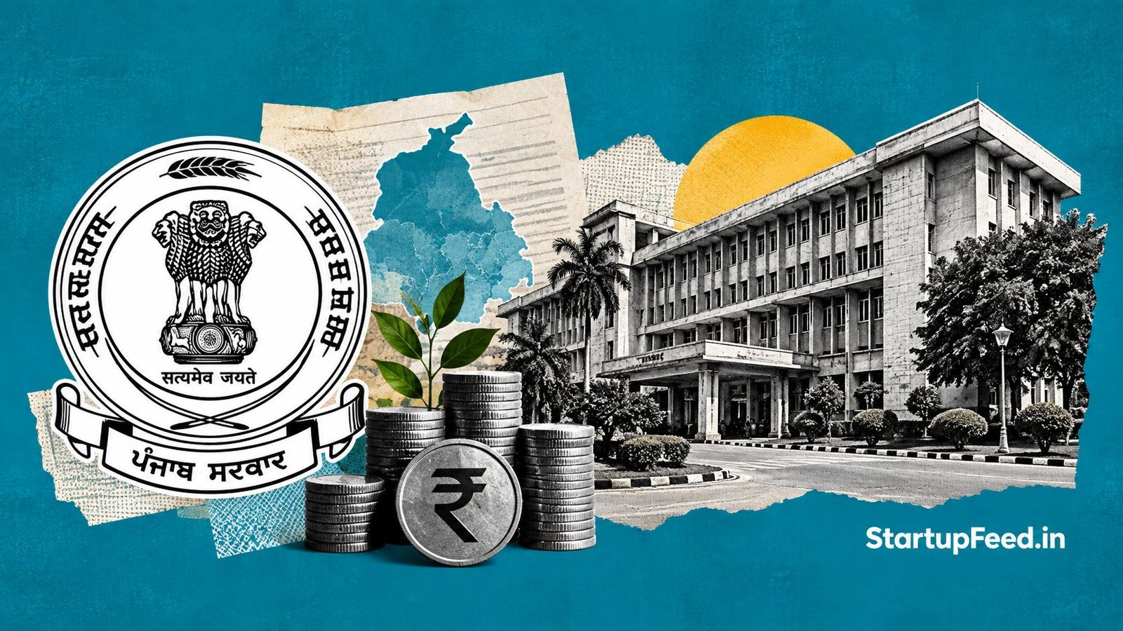 Punjab startup policy incentives with Punjab government emblem and an official administrative setting