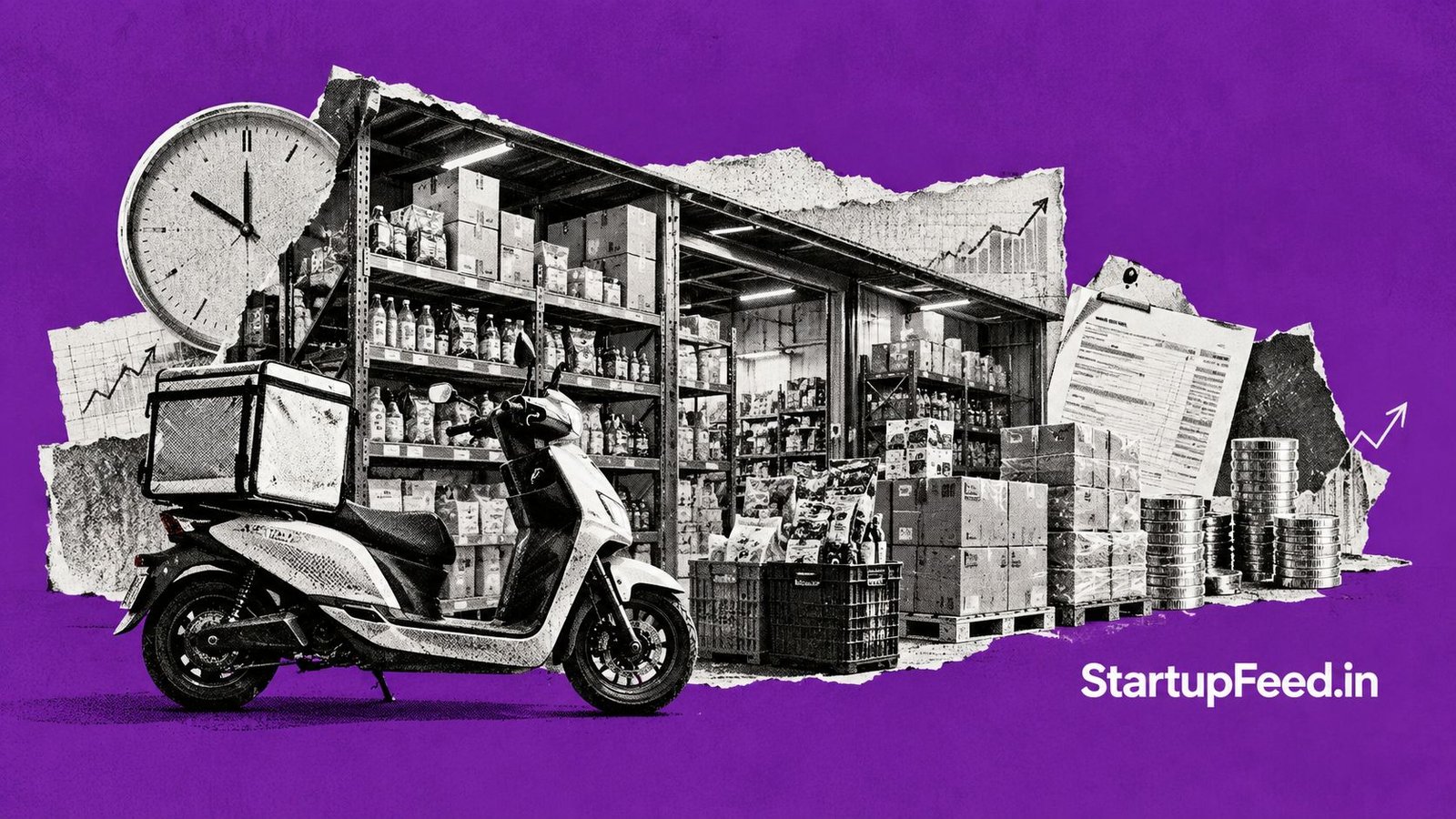 Quick Commerce Working Capital: A 2026 Guide for D2C Brands 41 Quick commerce working capital shown through dark store inventory, delivery scooter and D2C financing documents