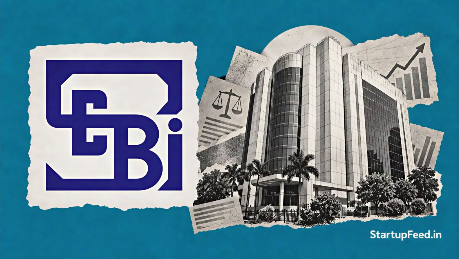 SEBI SME IPO eligibility rules represented by the regulator's emblem and an Indian securities market building