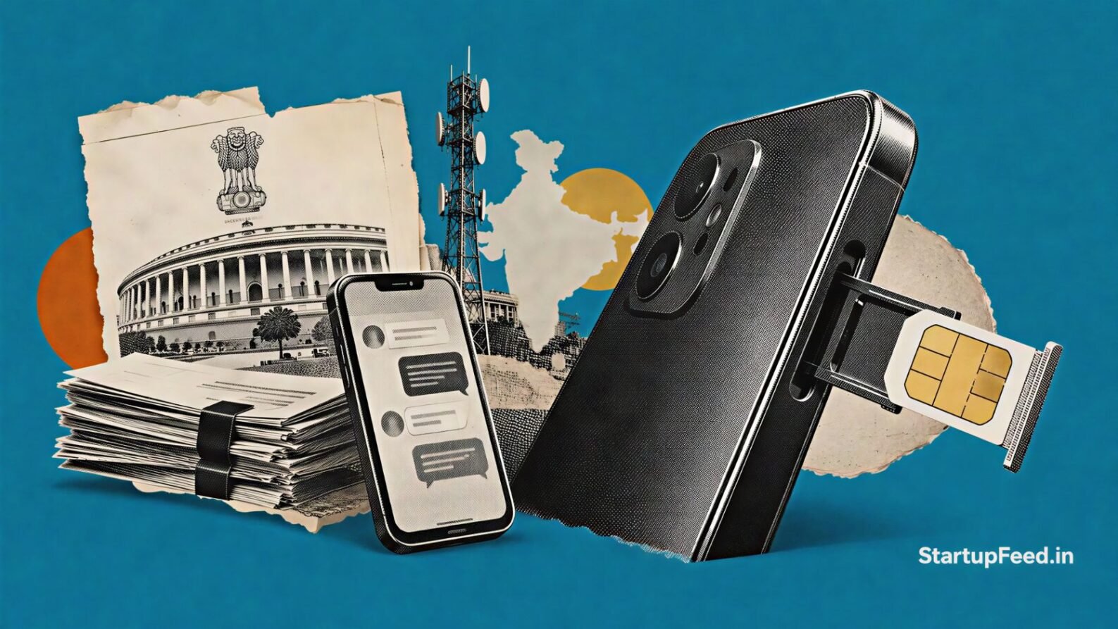 Indian SIM card and smartphone illustrating the SIM binding deadline for messaging apps