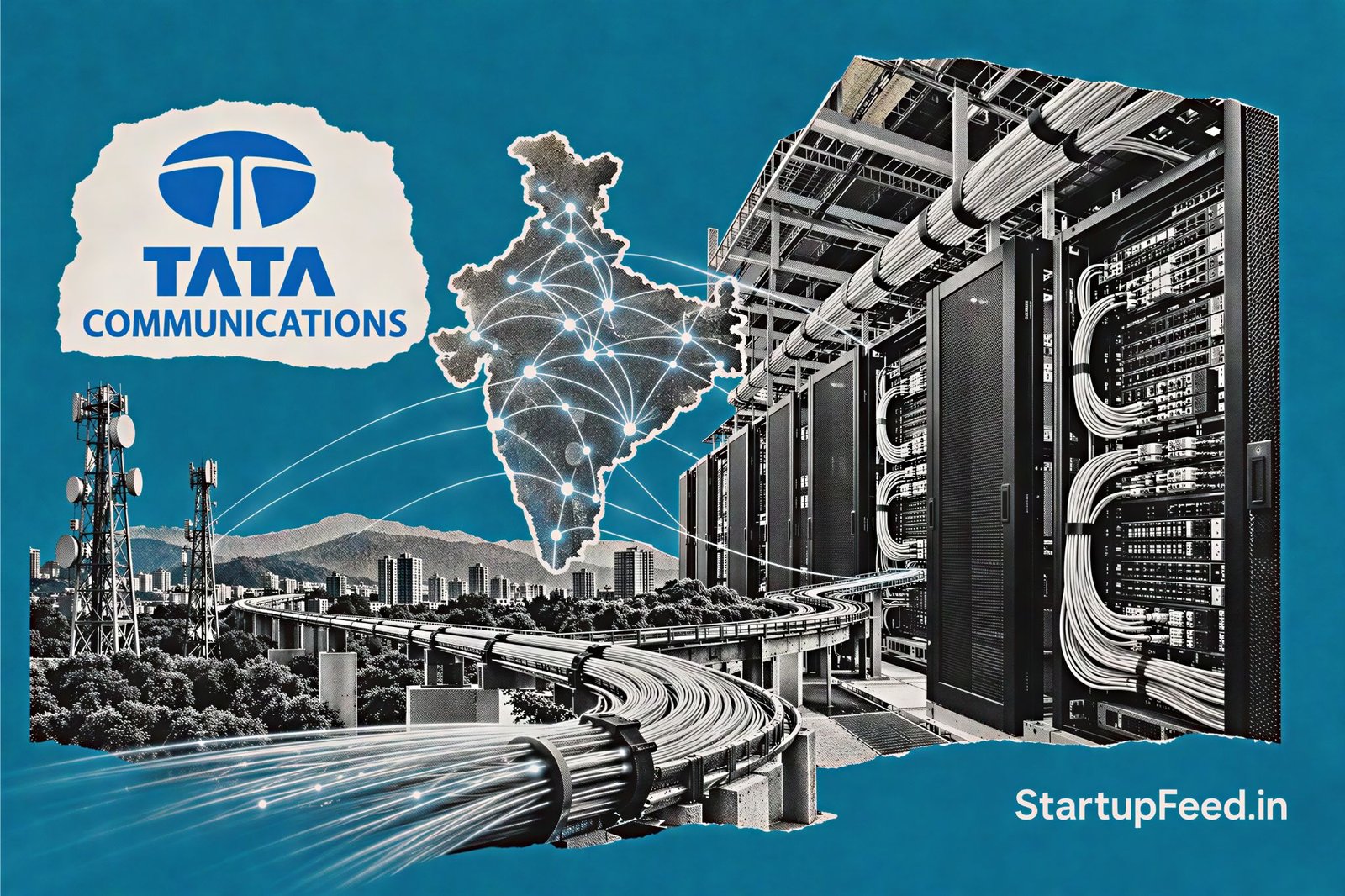Tata Communications Puts Rs 4,350 Cr Into 10,000 Km AI Fibre 1 Tata Communications fibre network expansion with optical cables and Indian data centre infrastructure