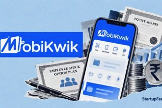 MobiKwik ESOP share allotment represented by a smartphone and employee stock option documents